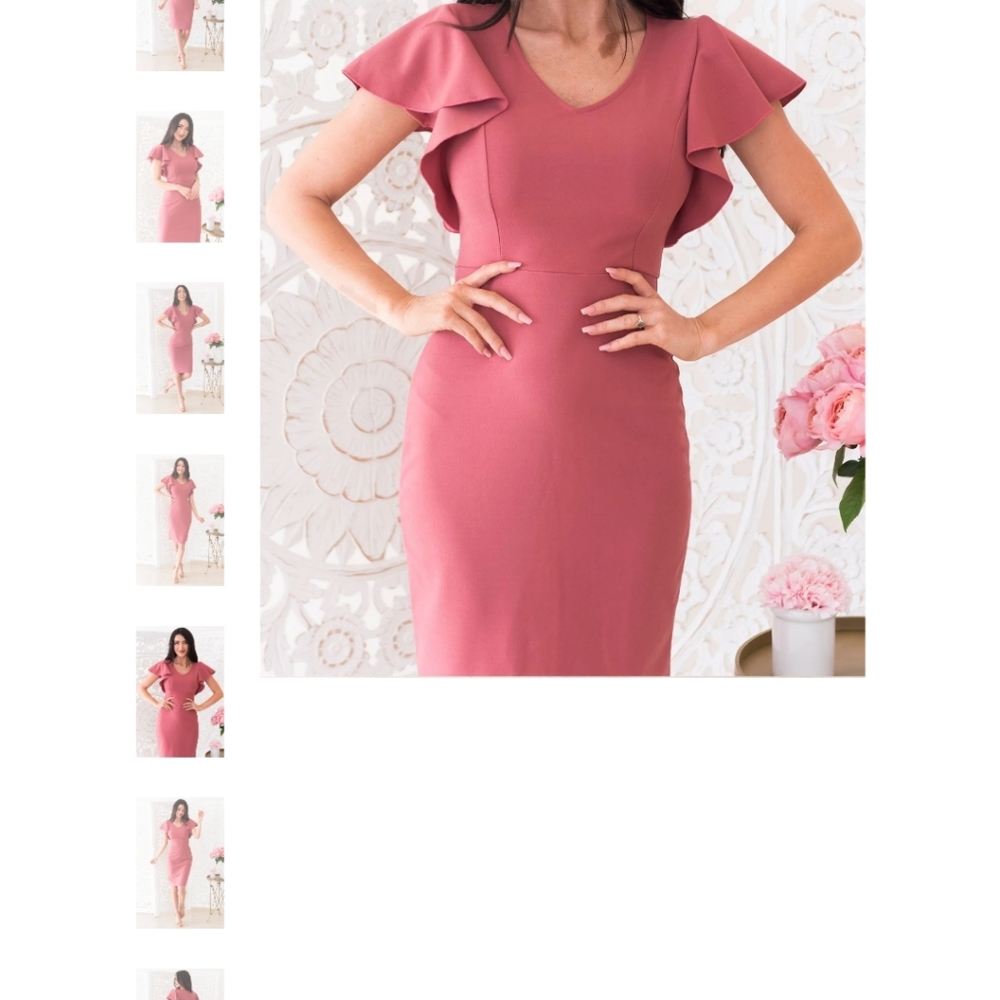 NWT Dusty Rose Riffle Sleeve Dress